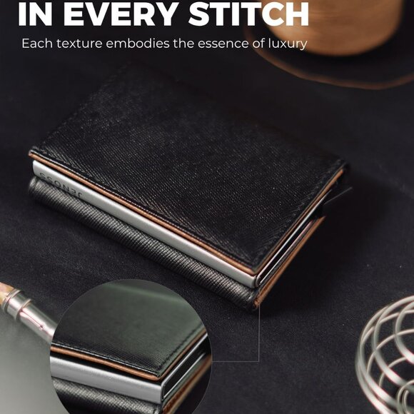 Artisanal Handcrafted Full Grain Leather Wallet for Men - Sleek RFID Card Holder - Picture 4 of 6